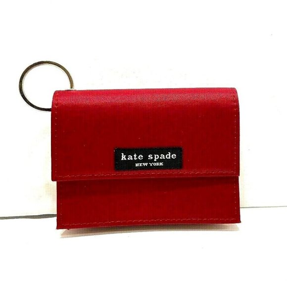 Kate Spade Red Satin Coin Wallet Keychain - Picture 1 of 8